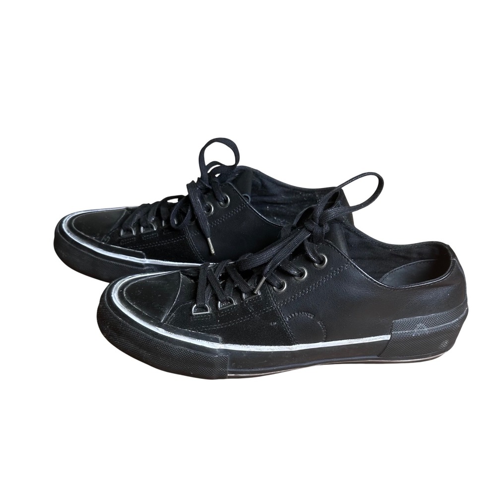 AllSaints Dumont Black Leather Suede Low Top Sneakers Mens Size 44 US 11